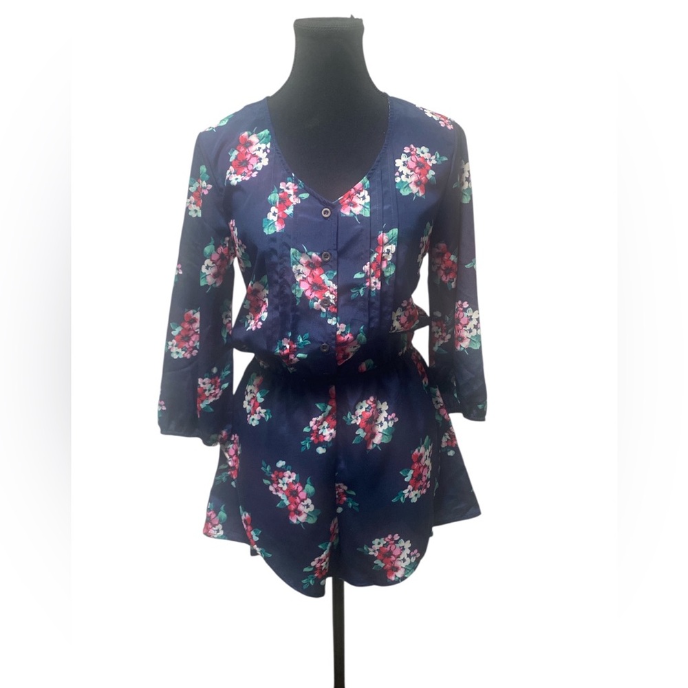 Mimi Chica Navy Floral Romper S EUC